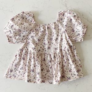 Girls Puffed-Sleeve Floral Top from Zara, Size 7